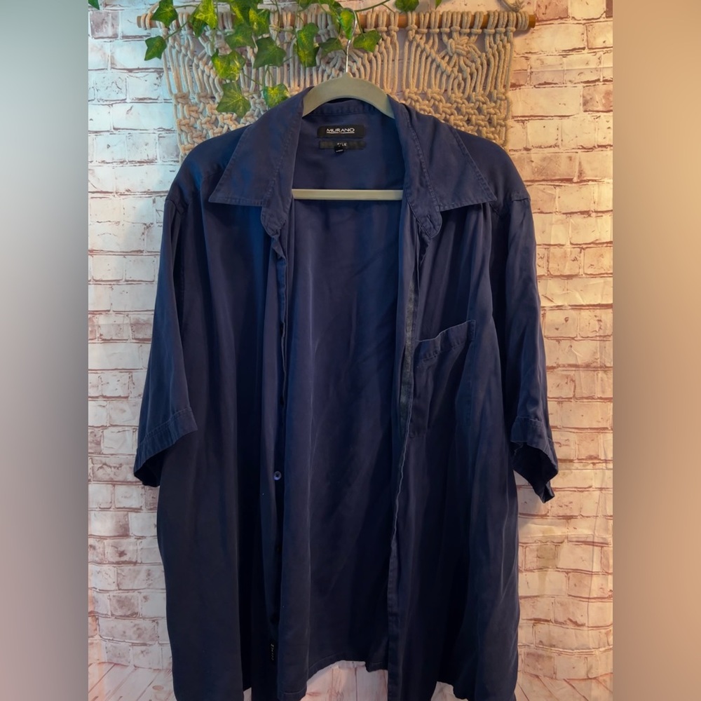 blue button up shirt